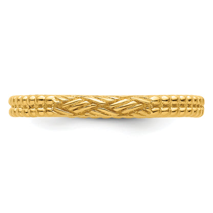 Sterling Silver Stackable Expressions Gold Plated Patterned Ring