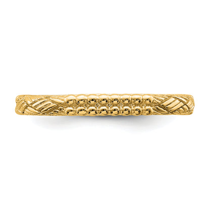 Sterling Silver Stackable Expressions Gold Plated Patterned Ring