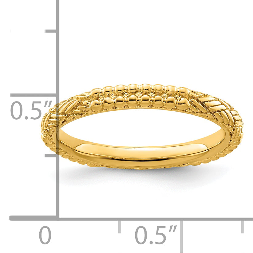 Sterling Silver Stackable Expressions Gold Plated Patterned Ring
