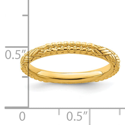 Sterling Silver Stackable Expressions Gold Plated Patterned Ring