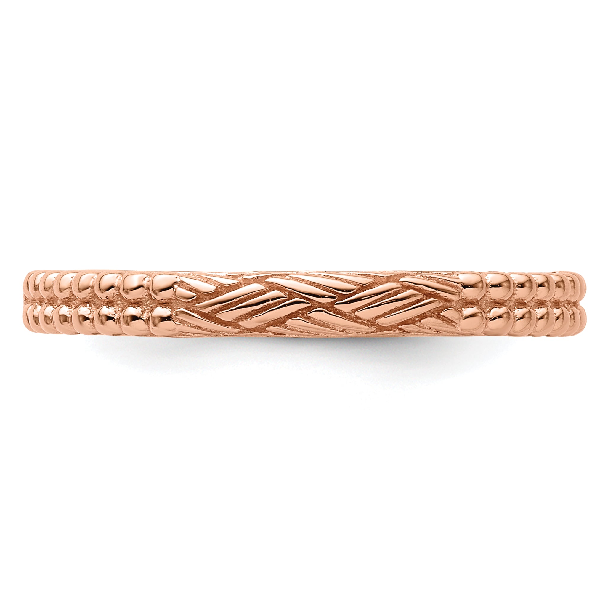 Sterling Silver Stackable Expressions Rose Gold Plated Patterned Ring