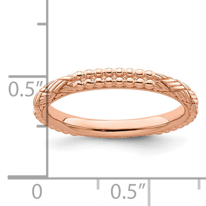 Sterling Silver Stackable Expressions Rose Gold Plated Patterned Ring