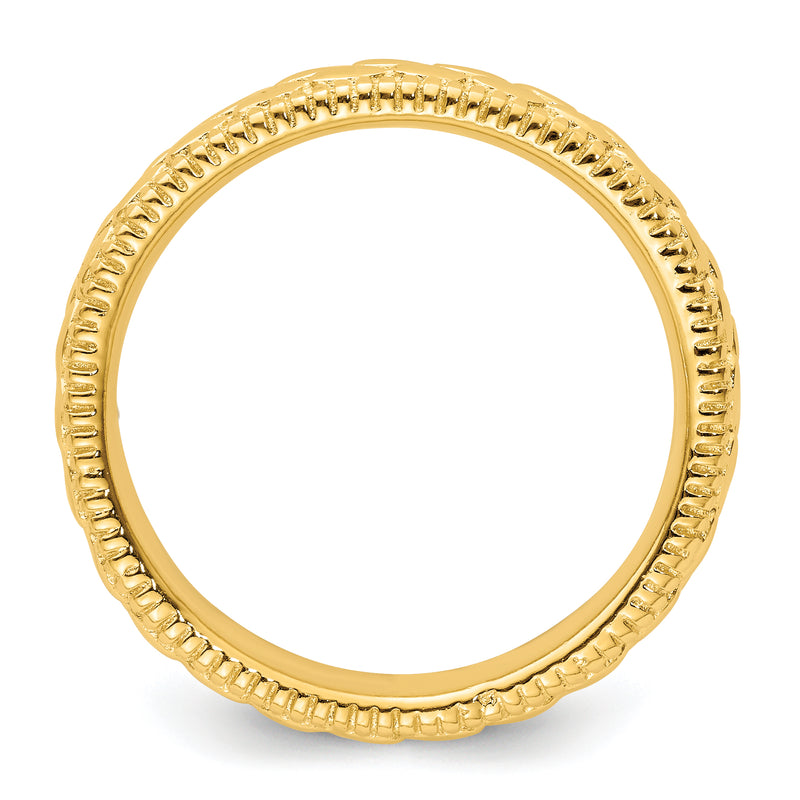 Sterling Silver Stackable Expressions Gold Plated Patterned Ring