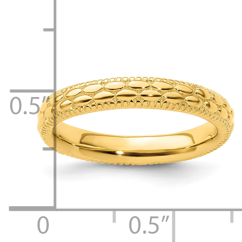 Sterling Silver Stackable Expressions Gold Plated Patterned Ring