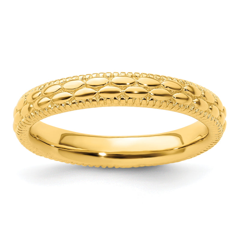 Sterling Silver Stackable Expressions Gold Plated Patterned Ring