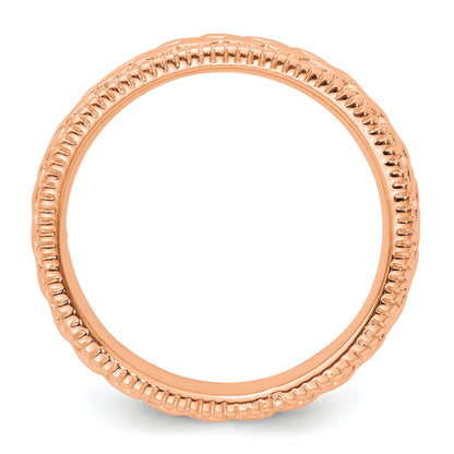 Sterling Silver Stackable Expressions Rose Gold Plated Patterned Ring