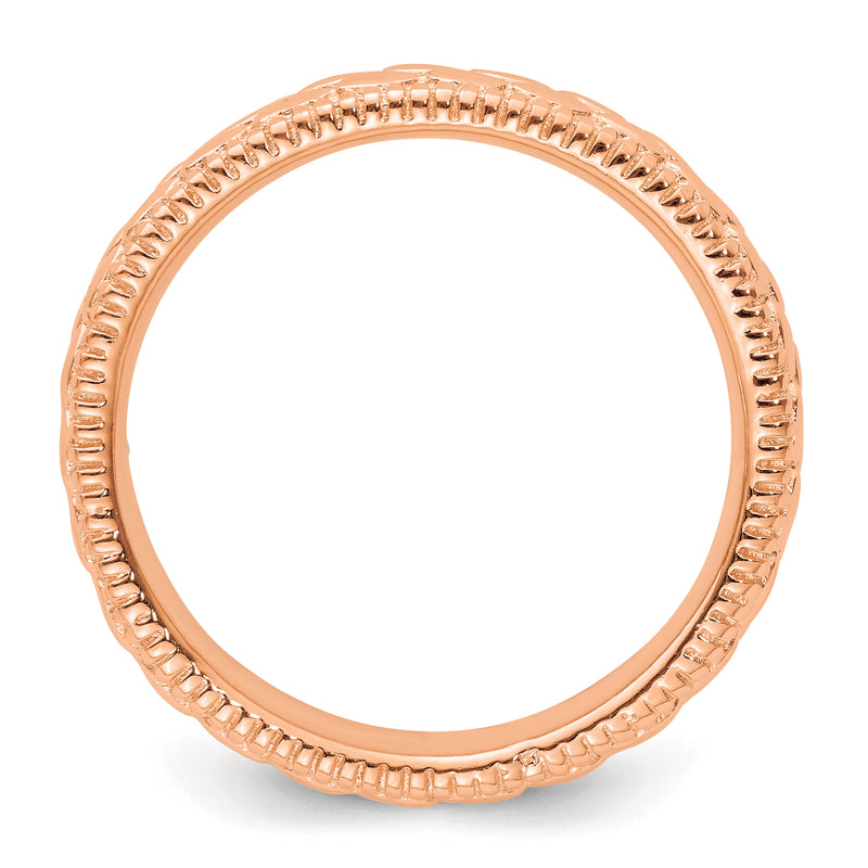 Sterling Silver Stackable Expressions Rose Gold Plated Patterned Ring