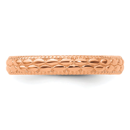 Sterling Silver Stackable Expressions Rose Gold Plated Patterned Ring