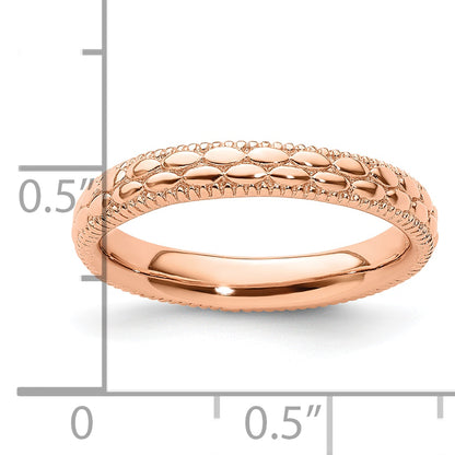 Sterling Silver Stackable Expressions Rose Gold Plated Patterned Ring