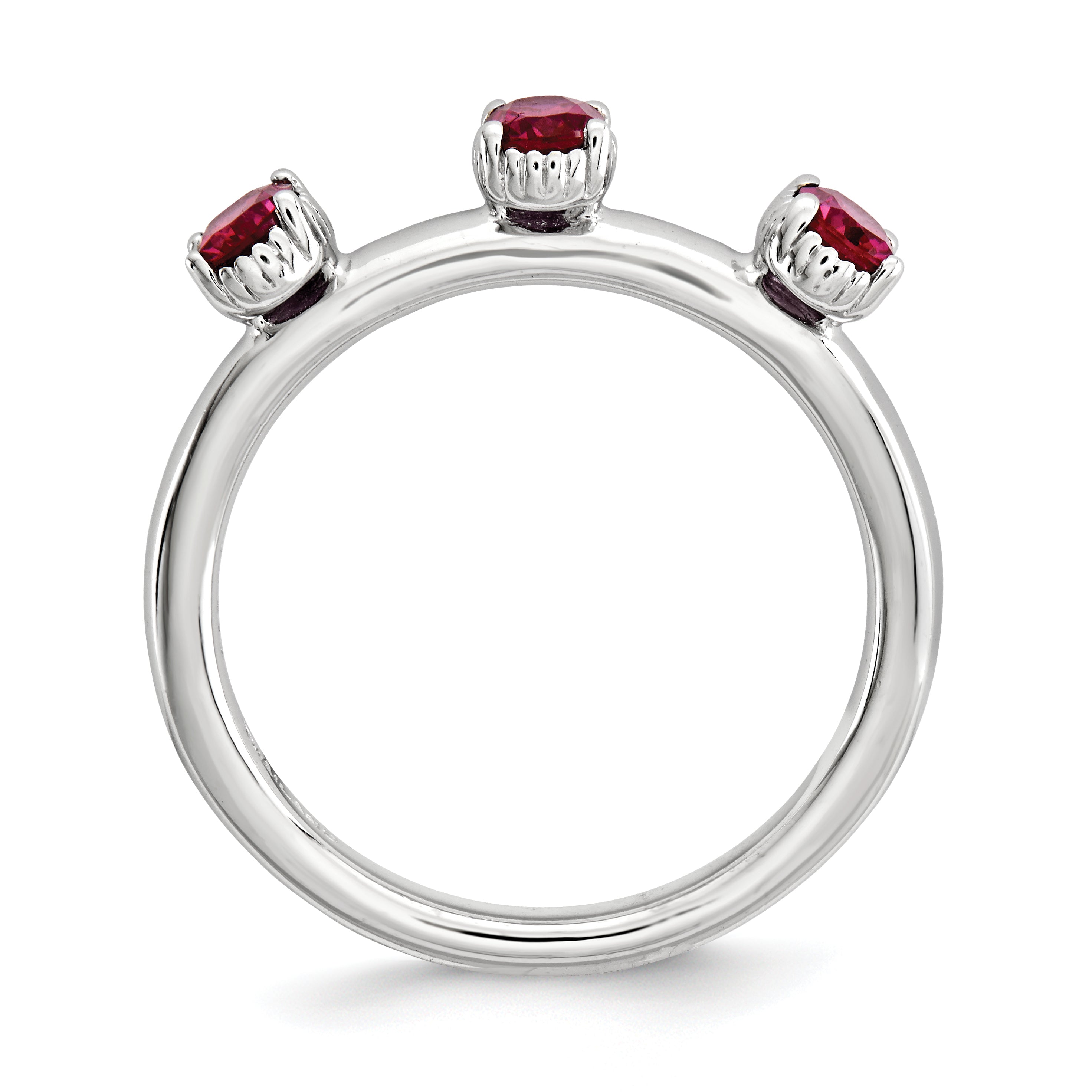 Sterling Silver Stackable Expressions Created Ruby Three Stone Ring