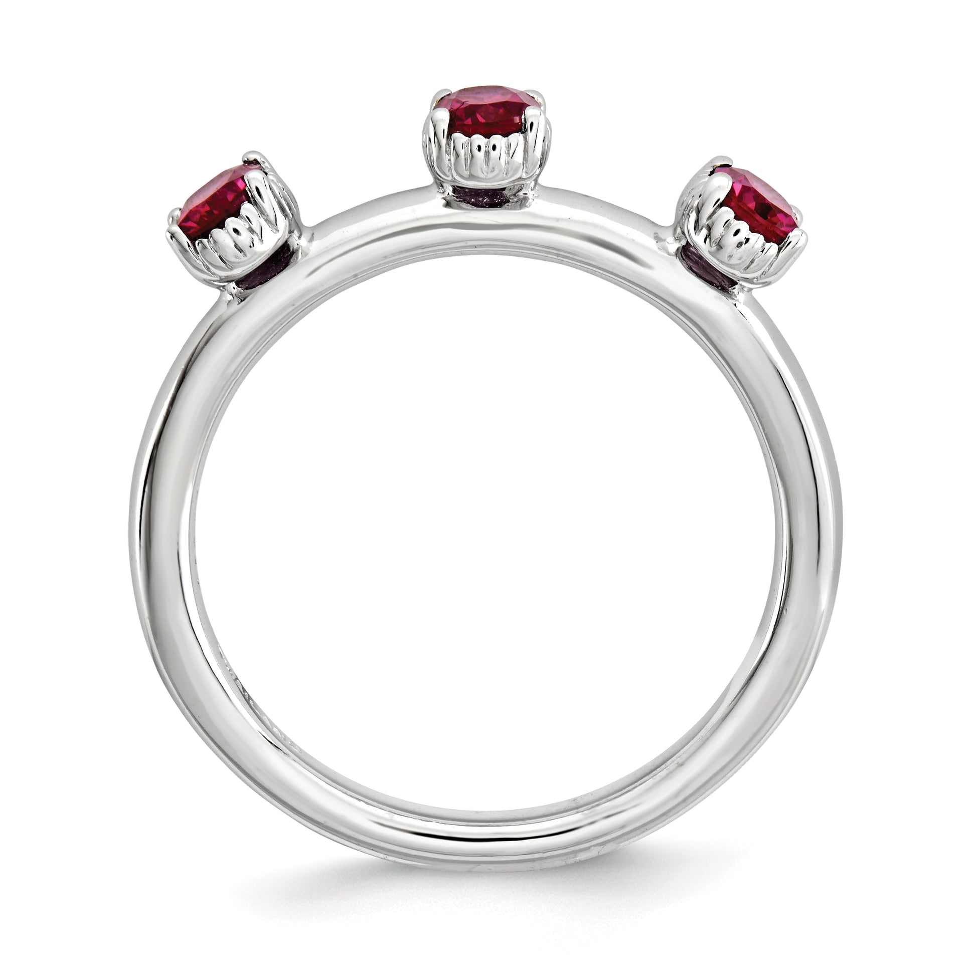 Sterling Silver Stackable Expressions Created Ruby Three Stone Ring
