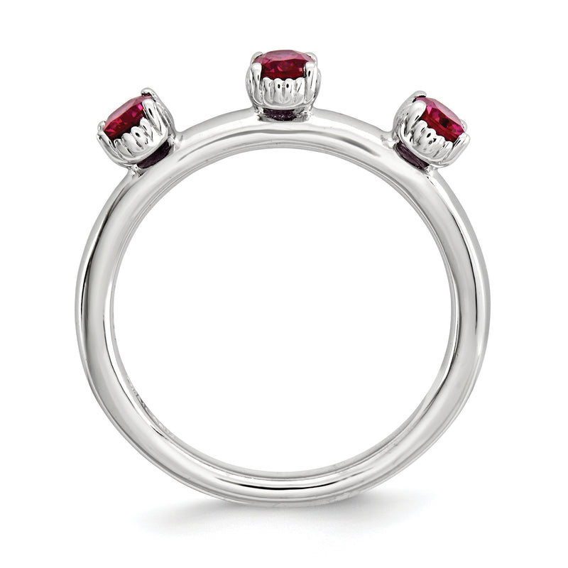 Sterling Silver Stackable Expressions Created Ruby Three Stone Ring