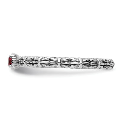 Sterling Silver Stackable Expressions Created Ruby Single Stone Ring
