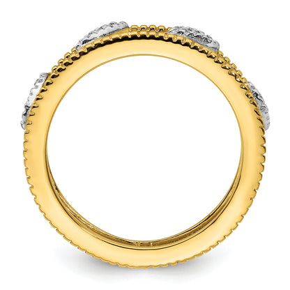 Sterling Silver Stackable Expressions Gold Plated Diamond Jacket Ring