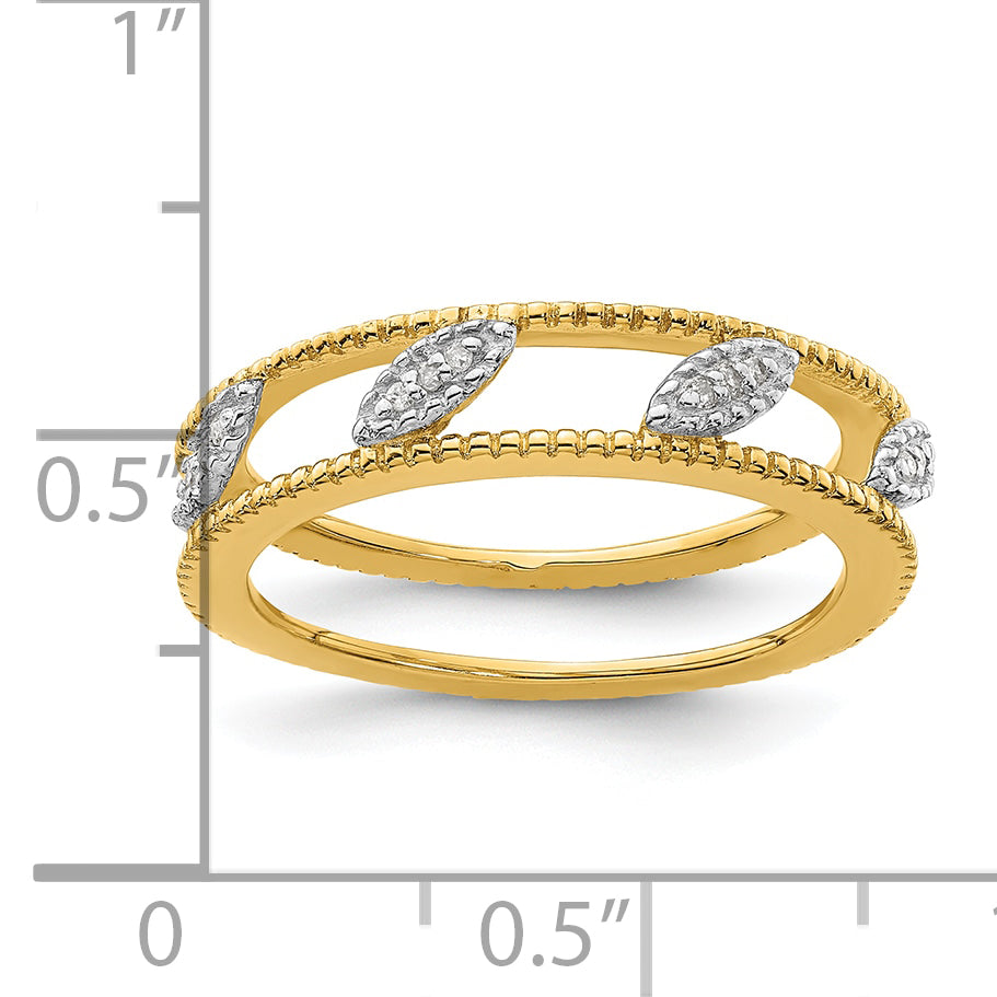 Sterling Silver Stackable Expressions Gold Plated Diamond Jacket Ring