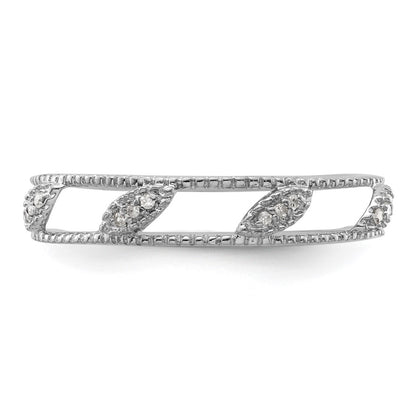 Sterling Silver Stackable Expressions Rhodium Plated Diamond Jacket Ring