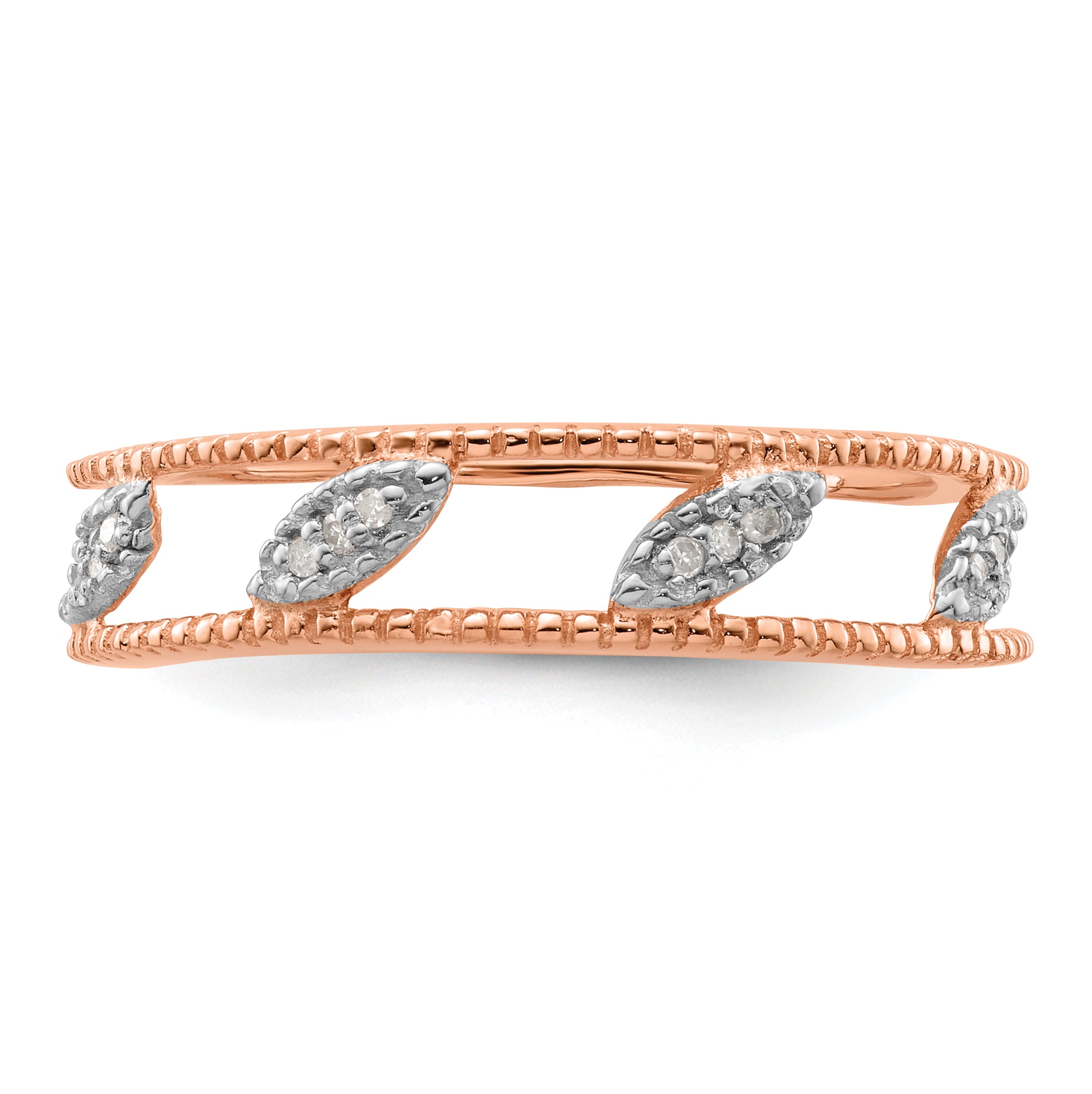 Sterling Silver Stackable Expressions Rose Gold Plated Diamond Jacket Ring