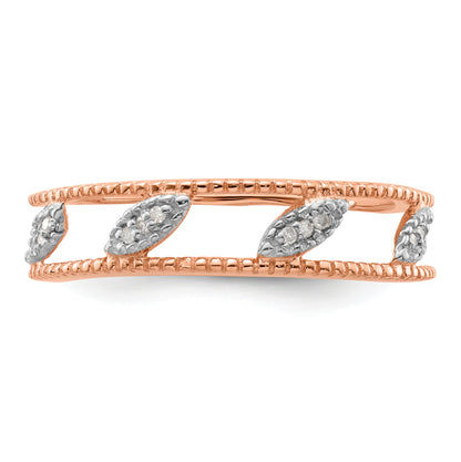 Sterling Silver Stackable Expressions Rose Gold Plated Diamond Jacket Ring