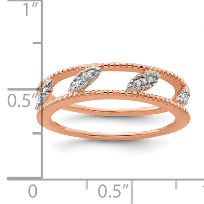 Sterling Silver Stackable Expressions Rose Gold Plated Diamond Jacket Ring