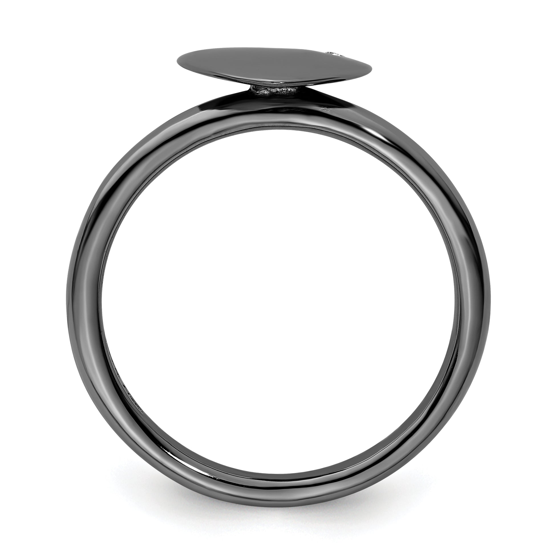 Sterling Silver Stackable Expressions Ruthenium Plated Heart Diamond Ring