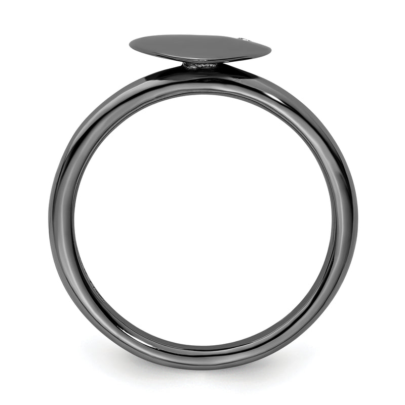 Sterling Silver Stackable Expressions Ruthenium Plated Heart Diamond Ring