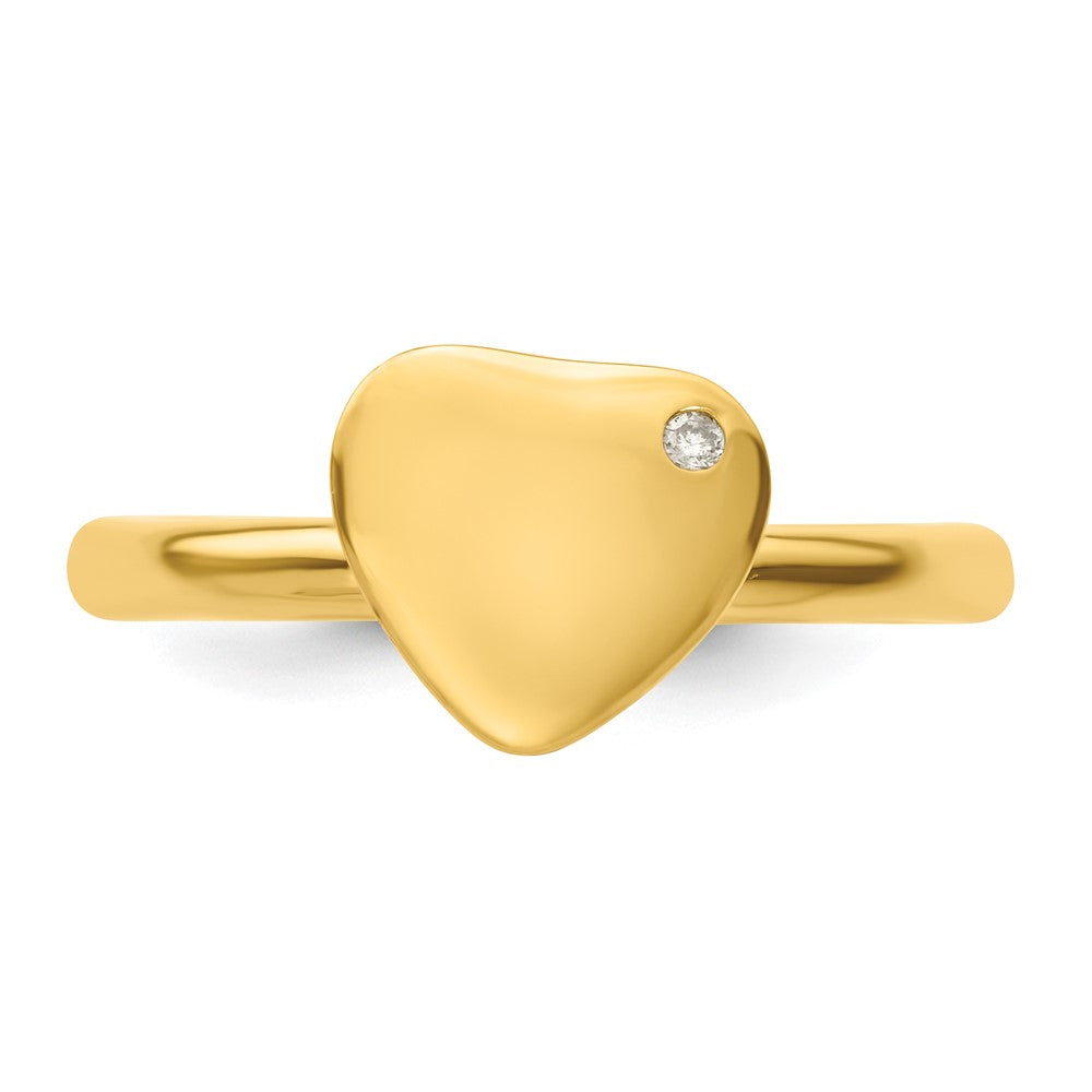 Sterling Silver Stackable Expressions Gold Plated Heart Diamond Ring