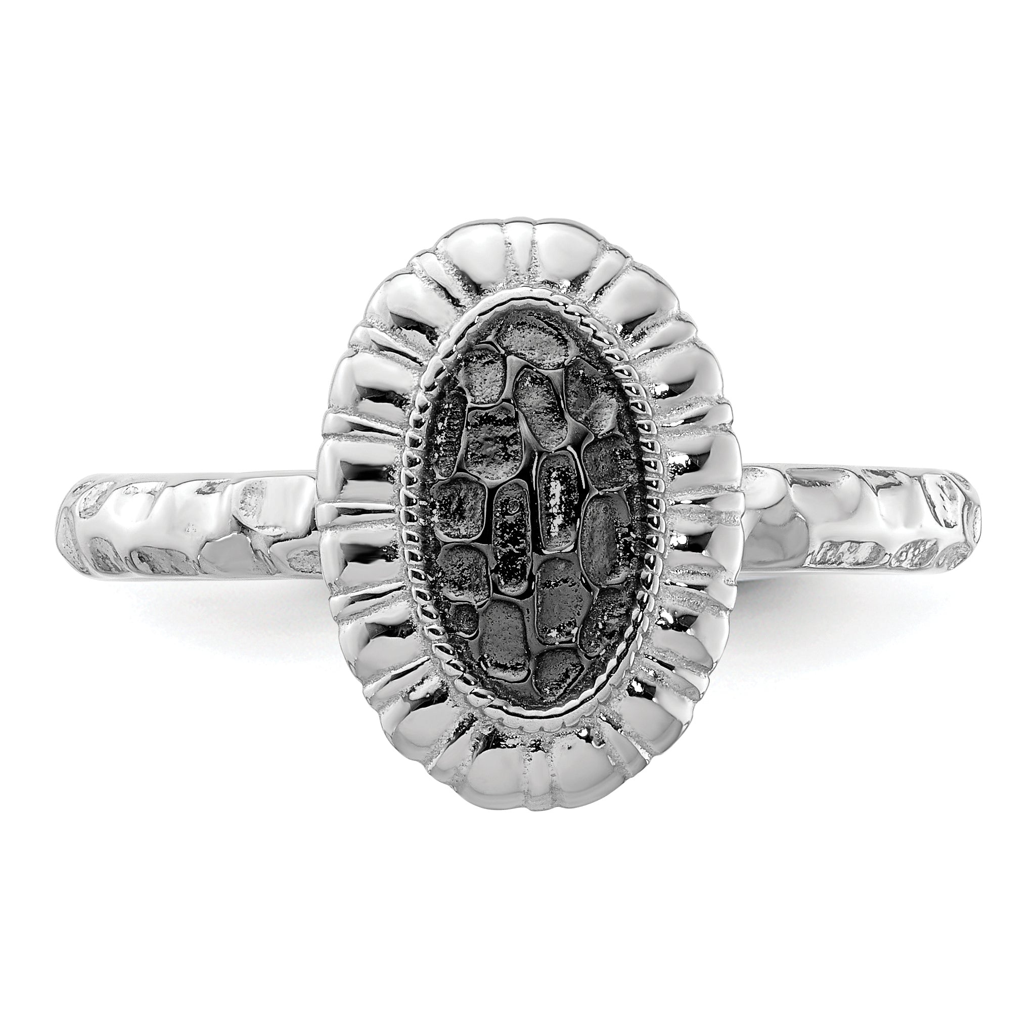 Sterling Silver Stackable Expressions Ruthenium Plated Oval Ring