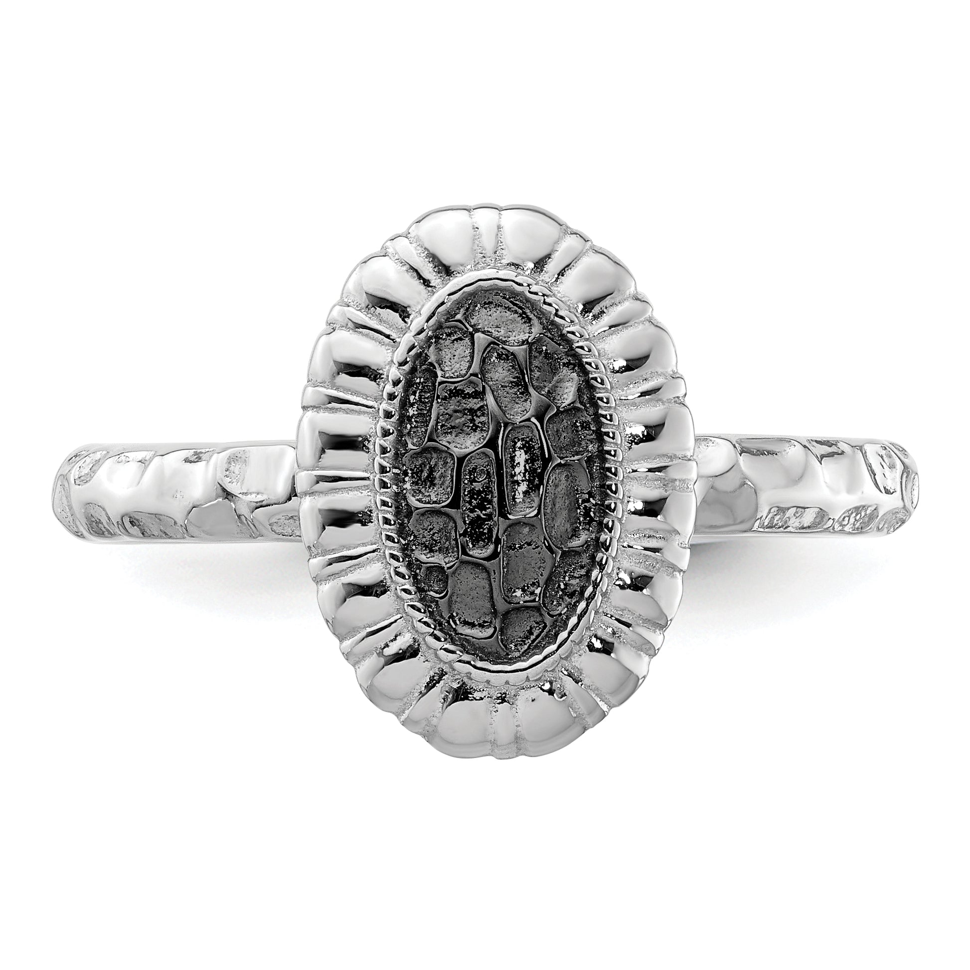 Sterling Silver Stackable Expressions Ruthenium Plated Oval Ring