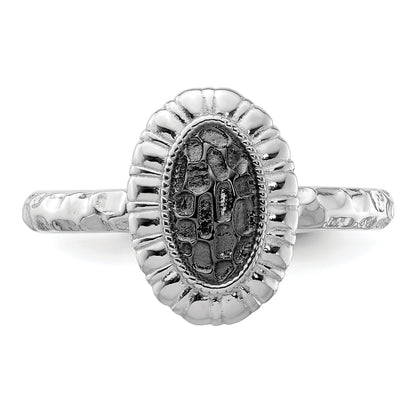 Sterling Silver Stackable Expressions Ruthenium Plated Oval Ring