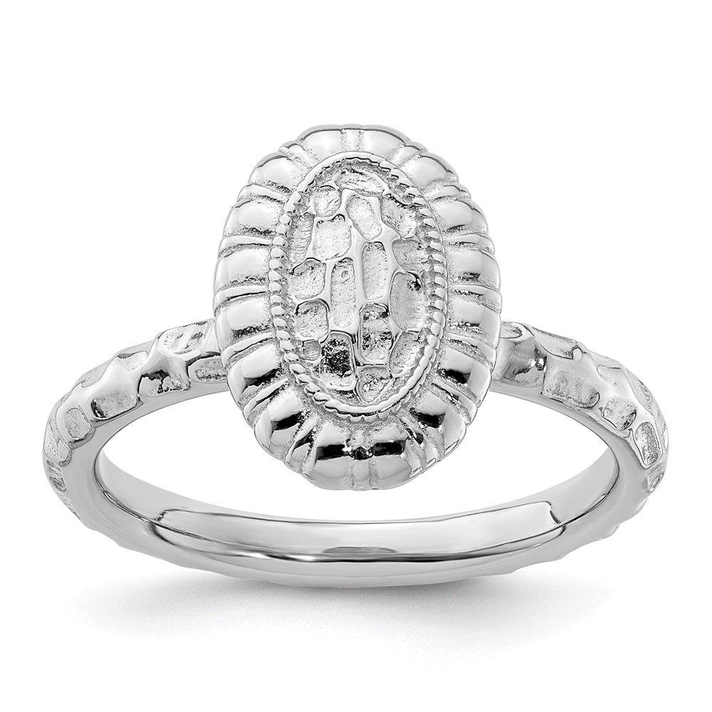 Sterling Silver Stackable Expressions Rhodium Plated Oval Ring