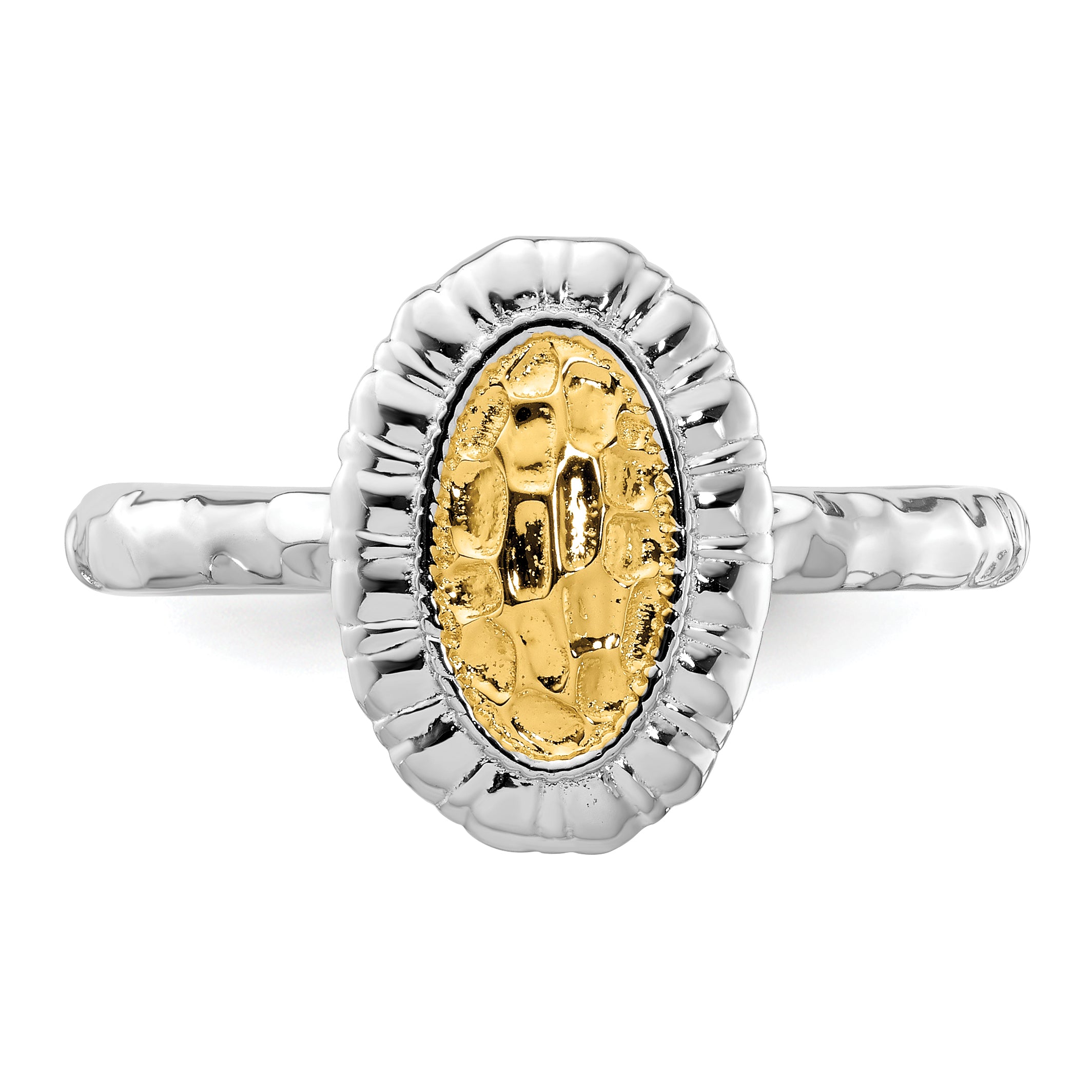 Sterling Silver Stackable Expressions Gold Plated Oval Ring