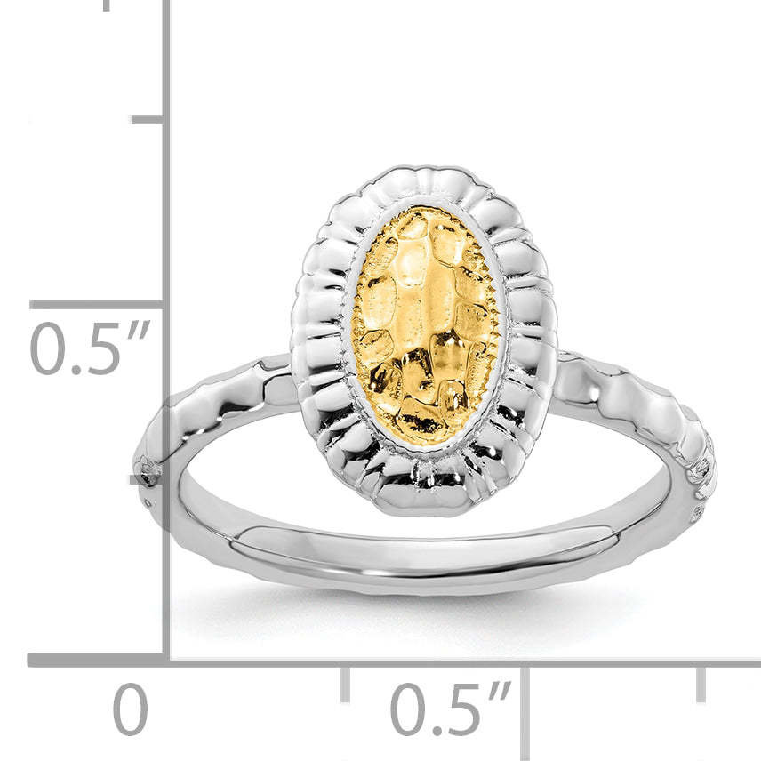 Sterling Silver Stackable Expressions Gold Plated Oval Ring