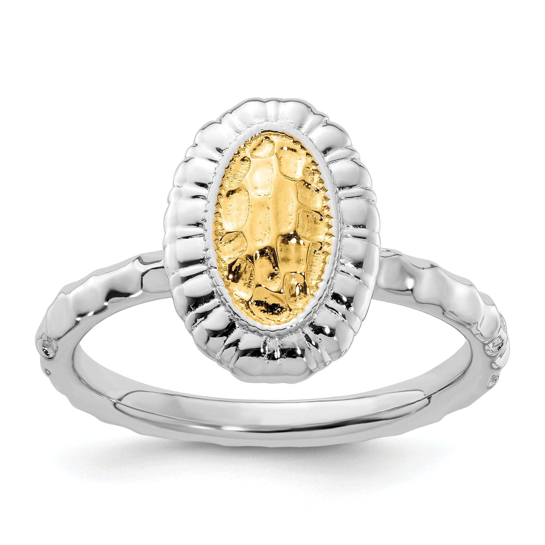 Sterling Silver Stackable Expressions Gold Plated Oval Ring