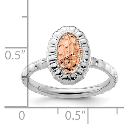 Sterling Silver Stackable Expressions Rose Gold Plated Oval Ring