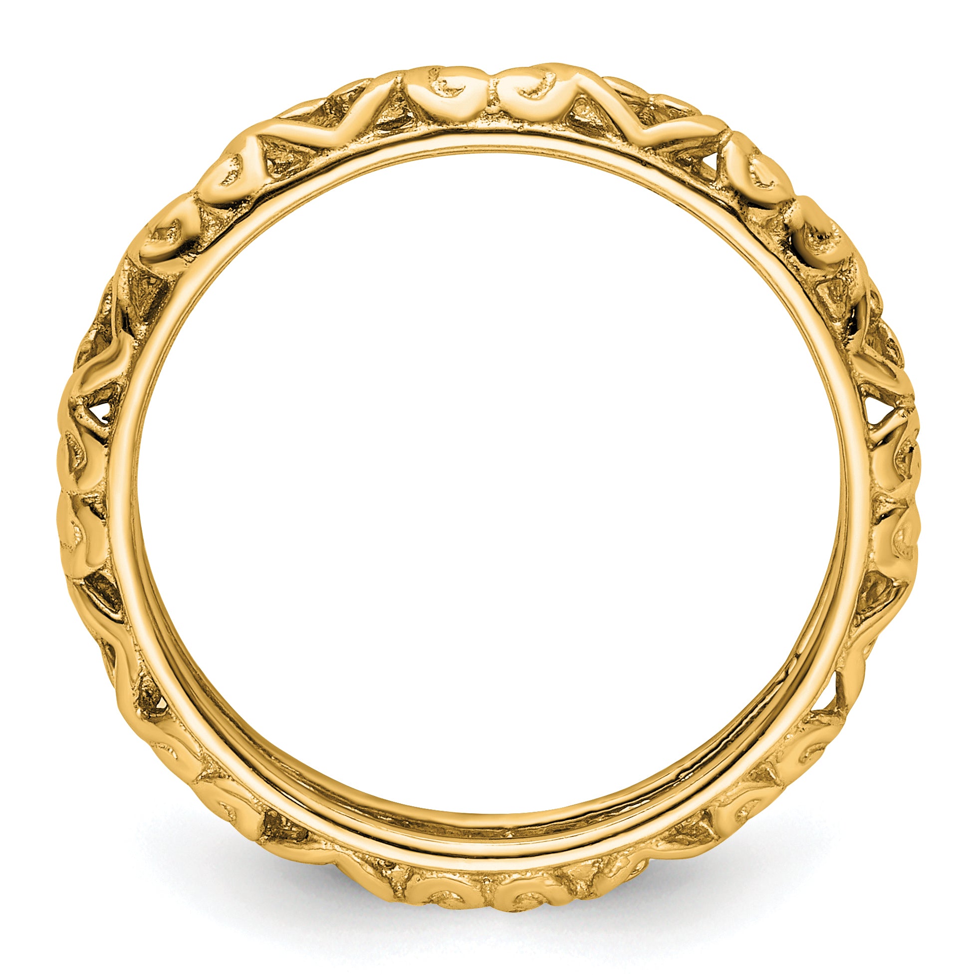 Sterling Silver Stackable Expressions Gold Plated Carved Ring