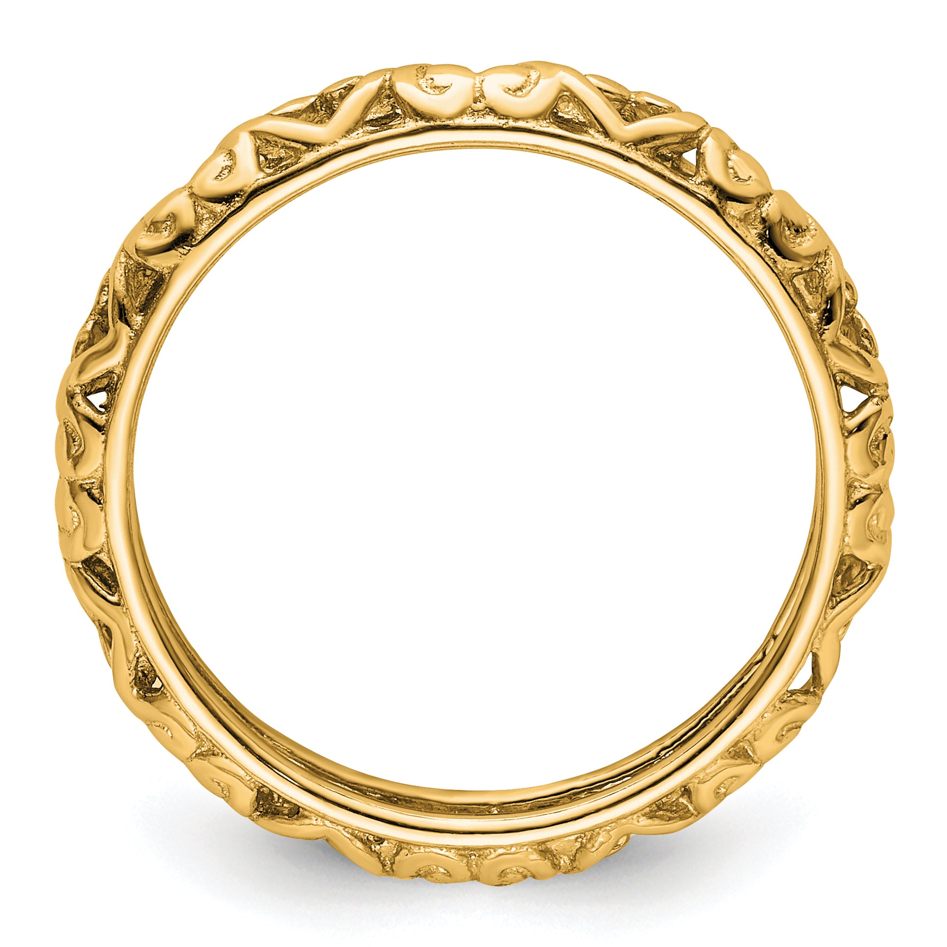Sterling Silver Stackable Expressions Gold Plated Carved Ring
