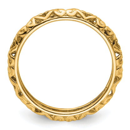 Sterling Silver Stackable Expressions Gold Plated Carved Ring