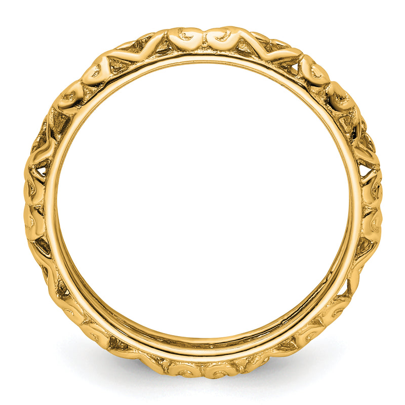 Sterling Silver Stackable Expressions Gold Plated Carved Ring