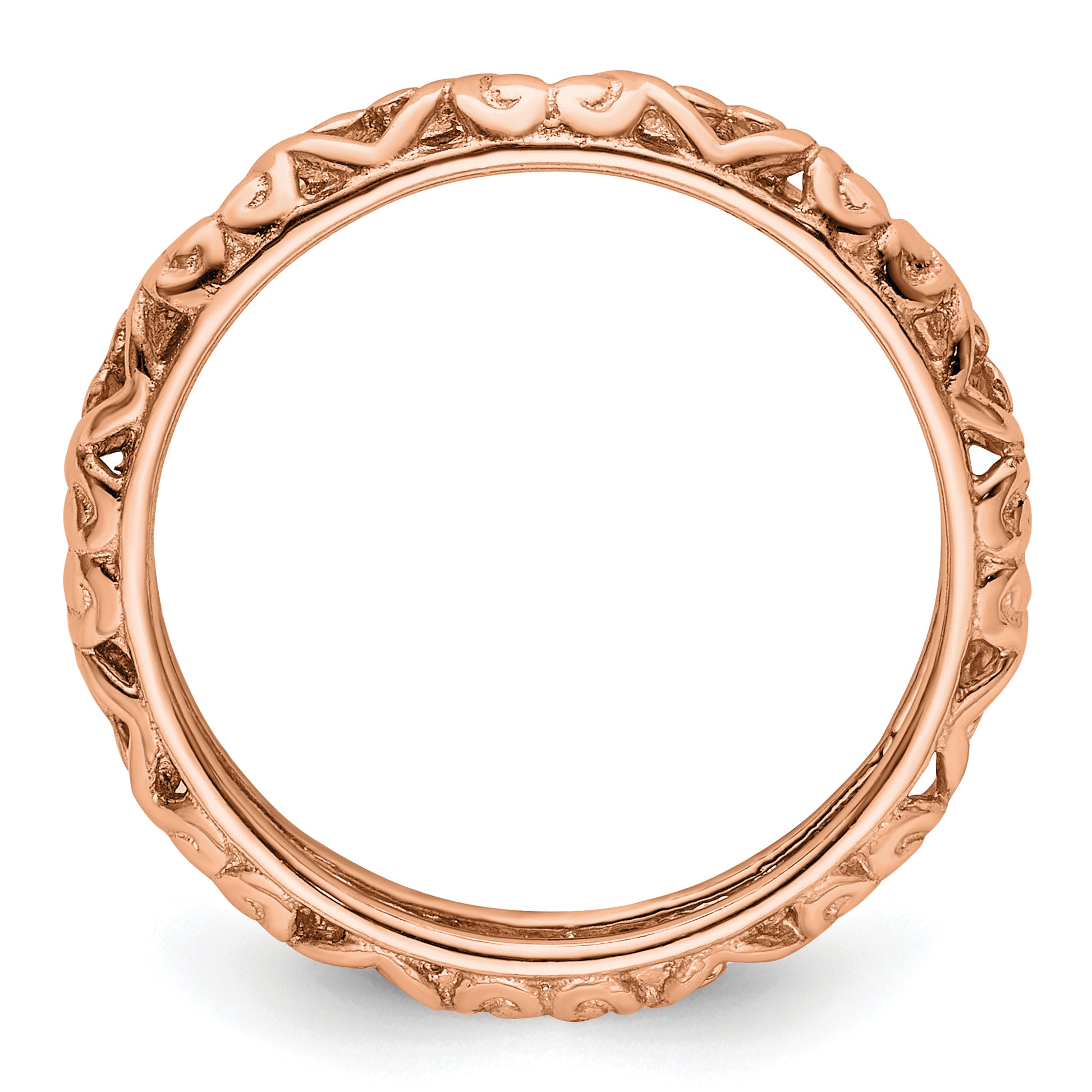 Sterling Silver Stackable Expressions Pink Plated Carved Ring