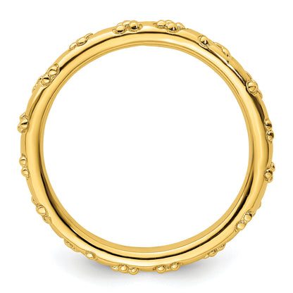 Sterling Silver Stackable Expressions Gold Plated Textured Ring
