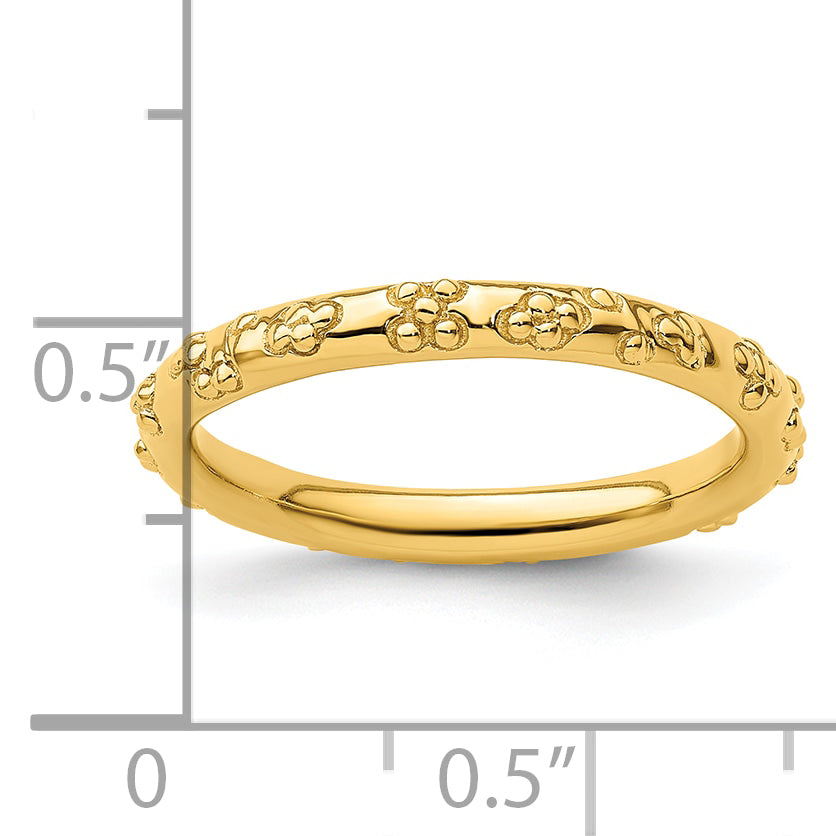Sterling Silver Stackable Expressions Gold Plated Textured Ring