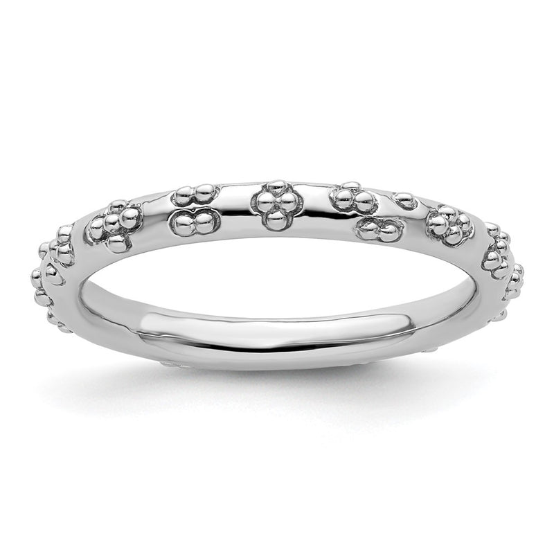 Sterling Silver Stackable Expressions Rhodium Textured Ring