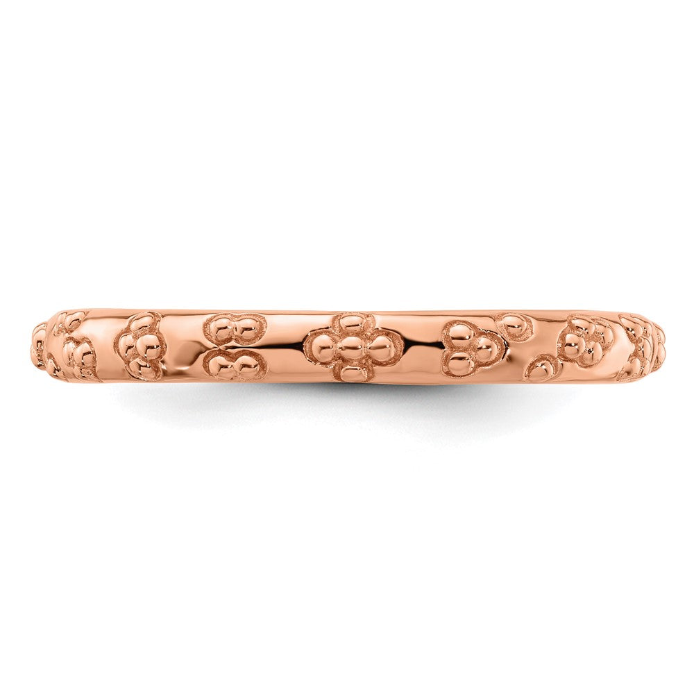 Sterling Silver Stackable Expressions Pink Plated Textured Ring
