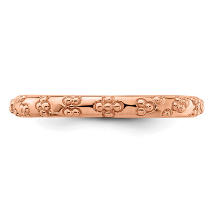 Sterling Silver Stackable Expressions Pink Plated Textured Ring
