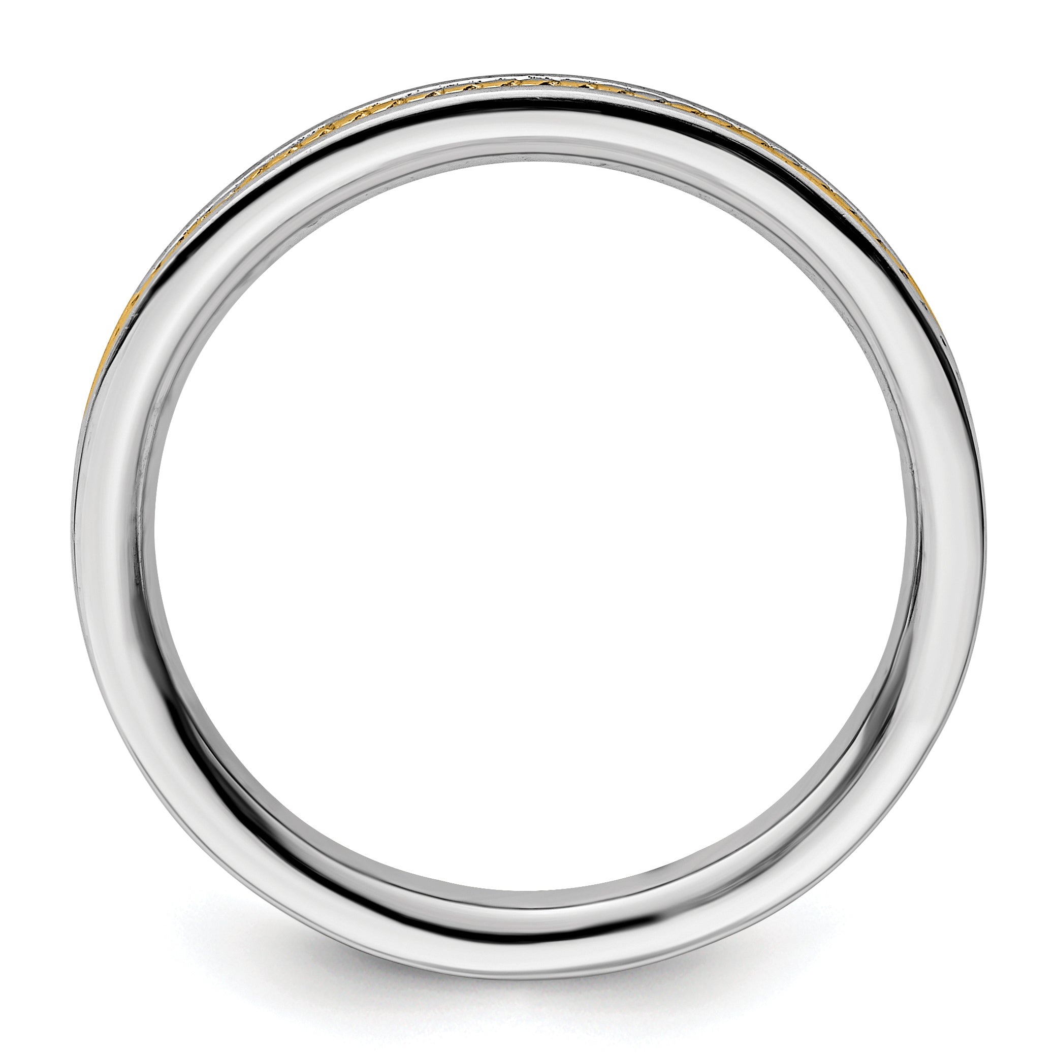 Sterling Silver Stackable Expressions Gold Plated Channeled Ring
