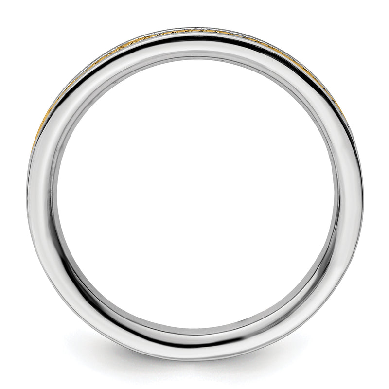 Sterling Silver Stackable Expressions Gold Plated Channeled Ring