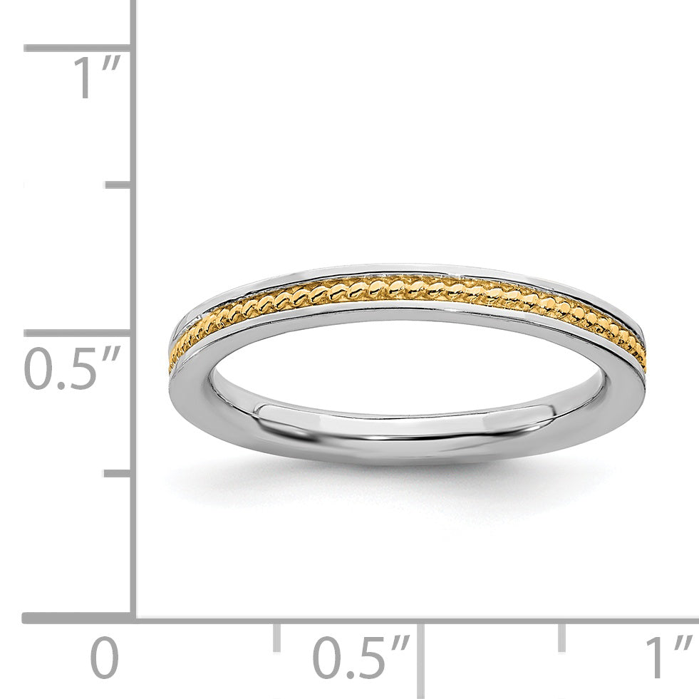 Sterling Silver Stackable Expressions Gold Plated Channeled Ring