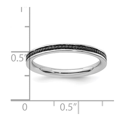 Sterling Silver Stackable Expressions Black Plated Channeled Ring