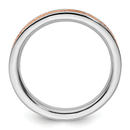Sterling Silver Stackable Expressions Pink Plated Channeled Ring