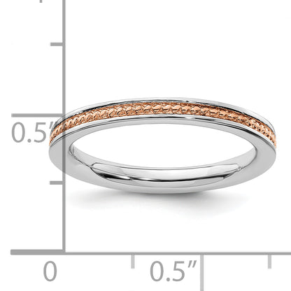 Sterling Silver Stackable Expressions Pink Plated Channeled Ring